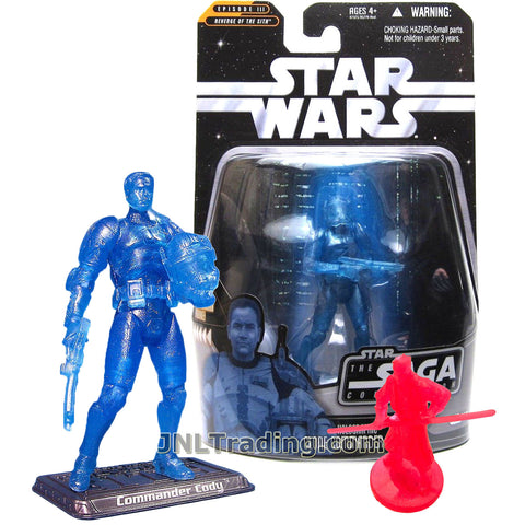 Star Wars Year 2006 The Saga Collection Revenge of the Sith Series 4 Inch Tall Figure - Holographic CLONE COMMANDER CODY with Blaster, Removable Helmet, Display Base and Mini Holographic Darth Maul