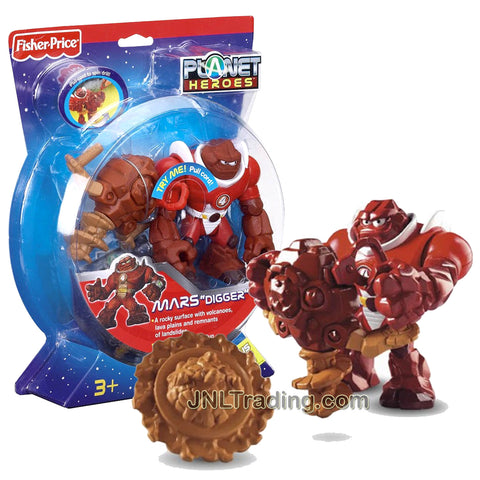 Year 2007 Planet Heroes Basic Series 4-1/2 Inch Tall Figure - MARS DIGGER with Spinning Drill, Battle Shield and Trading Card