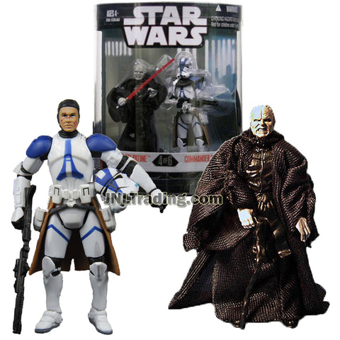 Star Wars Year 2007 Order 66 Exclusive Series 2 Pack 4 Inch Tall Figure Set #4 - EMPEROR PALPATINE with Red Lightsaber and COMMANDER VILL with Removable Helmet and Blaster Rifle