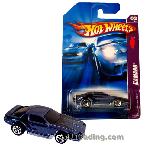 Hot Wheels Year 2006 Teams Camaro Series 1:64 Scale Die Cast Car Set #3 - Black Camaro Sports Coupe CAMARO Z28 with Blue Flame Deco K7560