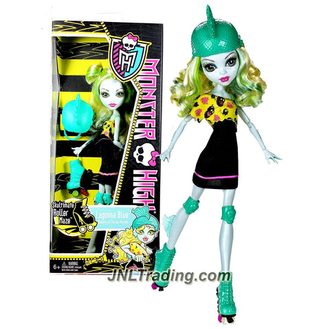 Mattel Year 2011 Monster High Skultimate Roller Maze Series 10 Inch Doll - Lagoona Blue "Daughter of the Sea Monster" with Removable Helmet, Roller Blade and Doll Stand (X3673)