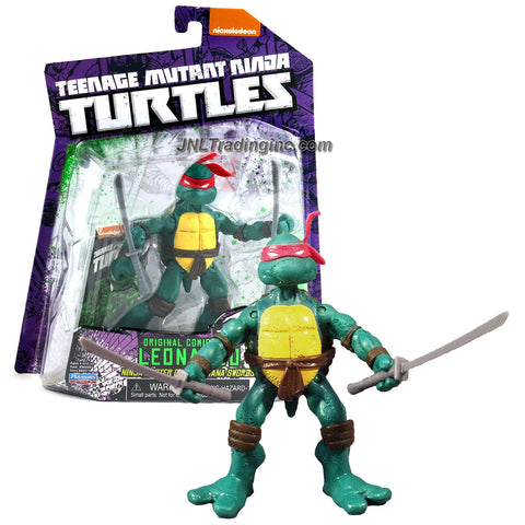 Playmates Year 2014 Teenage Mutant Ninja Turtles TMNT Original Comic Book Series 4-1/2 Inch Tall Action Figure - Ninja Master of The Katana Swords LEONARDO with Pair of Katana Sword and Trading Card