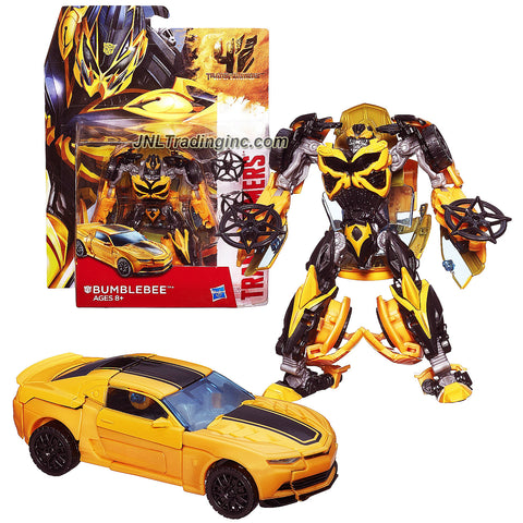 Hasbro Year 2014 Transformers Movie Series 4 "Age of Extinction" Deluxe Class 5 Inch Tall Robot Action Figure - Autobot BUMBLEBEE with 2 Throwing Stars (Vehicle Mode: 2015 Camaro Concept)