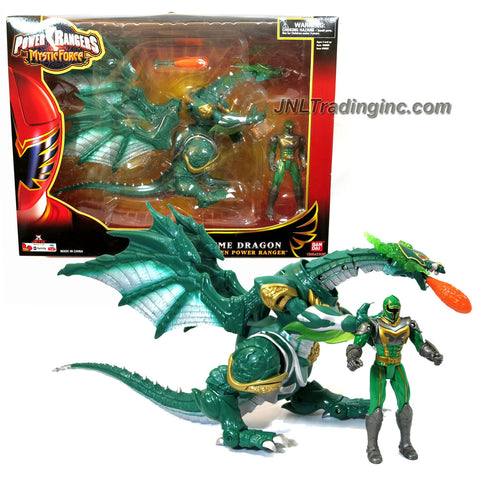 Bandai Year 2006 Power Rangers Mystic Force Series 13 Inch Long Dragon Figure Set - GREEN XTREME DRAGON with Flame Missile Plus Green Power Ranger