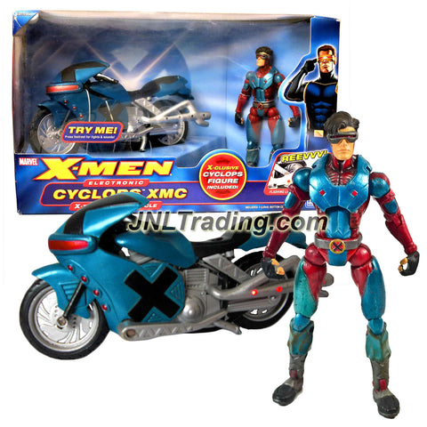 ToyBiz Year 2005 Marvel X-Men Electronic 8 Inch Long Vehicle Set - CYCLOPS XMC X-Treme Mutant Cycle with Flashing Lights & Sounds Plus Cyclops Figure