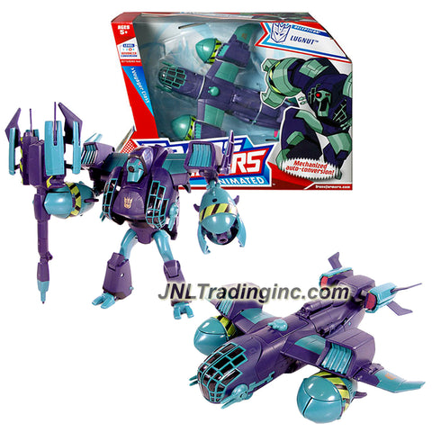 Hasbro Year 2008 Transformers Animated Series Voyager Class 7 Inch Tall Robot Action Figure - Decepticon Thug LUGNUT with Power Mace (Vehicle Mode : Bomber Plane)