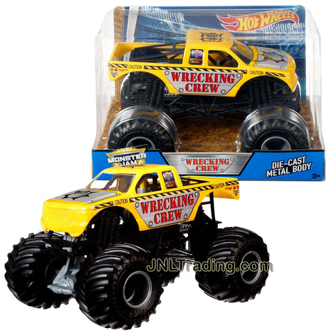 Hot Wheels Year 2016 Monster Jam 1:24 Scale Die Cast Metal Body Official Monster Truck Series : WRECKING CREW BGH26 with Monster Tires, Working Suspension and 4 Wheel Steering