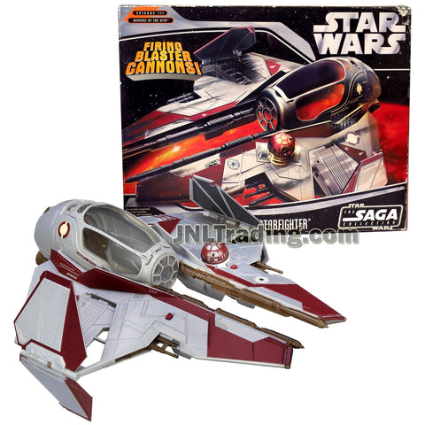 Star Wars Year 2006 Revenge of the Sith Series 12 Inch Long Vehicle Set : OBI-WAN'S JEDI STARFIGHTER with Opening Canopy, Blaster Cannon and Retractable Landing Gear