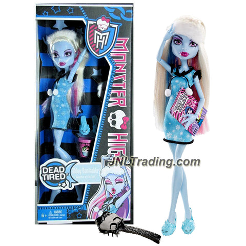Mattel Year 2012 Monster High "Dead Tired" Series 10 Inch Doll - Abbey Bominable "Daughter of The Yeti" with Pair of Slippers, Food Bucket, Hairbrush and Doll Stand (X6917)