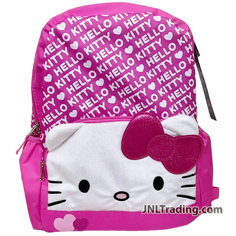 Sanrio Hello Kitty Heart School Backpack with 2 Compartments, 2 Side Accessory Pocket and Adjustable Padded Shoulder Straps
