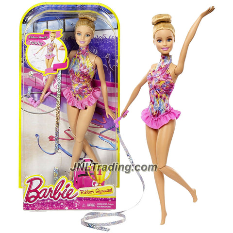 Mattel Year 2015 Barbie Career Series 12 Inch Doll - BARBIE as RIBBON GYMNAST (DKJ17) with Ribbon Twirling Feature