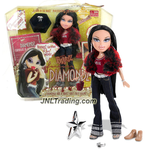 MGA Entertainment Bratz Forever Diamondz Series 10 Inch Doll - SHARIDAN with Blue Pants. Red Fur Jacket, Purse, Hairbrush & Diamond Ring