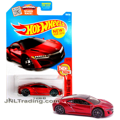 Year 2015 Hot Wheels Then and Now Series 1:64 Scale Die Cast Car Set 8/10 - Red Luxury Sport Coupe '17 ACURA NSX