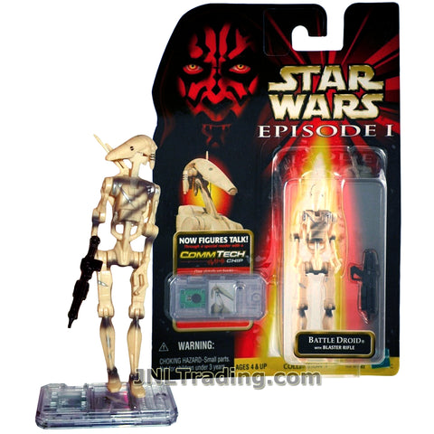 Star Wars Year 1998 The Phantom Menace Series 4 Inch Tall Figure - Variant Slashed BATTLE DROID with Blaster Rifle and CommTech Chip