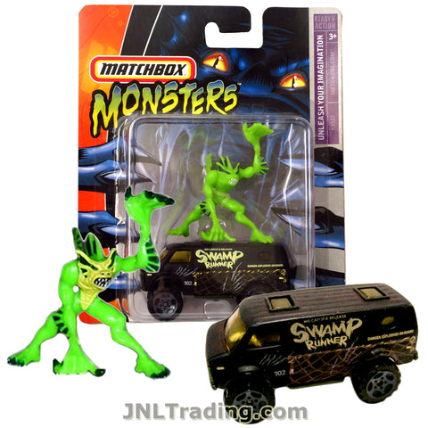 Matchbox Year 2006 Monsters Unleash Your Imagination Series 1:64 Scale Die Cast Metal Vehicle Set - Green Monster vs. Black Swamp Runner Chevy Van K5527