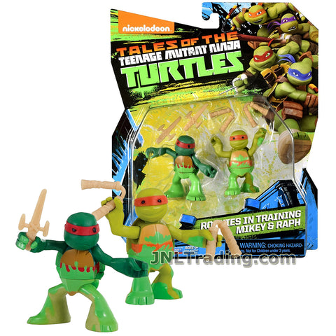 TMNT Year 2017 Tales of Teenage Mutant Ninja Turtles Series 2 Pack 2-1/2 Inch Tall Figure - ROOKIES IN TRAINING MIKEY & RAPH with Sais and Nunchucks