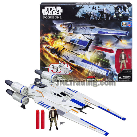 Star Wars Year 2016 Rogue One Series Vehicle Set : REBEL U-WING FIGHTER with 2 Nerf Dart Missiles and Captain Cassian Andor with Blaster