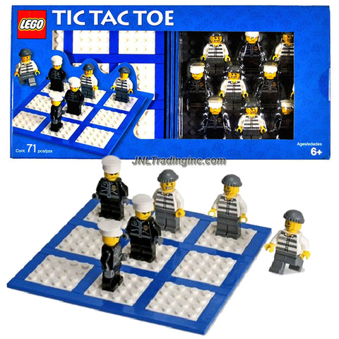 Lego Year 2006 Board Game Set #4499574 - TIC TAC TOE with Playing Board, Baseplate, Storage Case, 5 Policeman Minifigures and 5 Robber Minifigures (Total Pieces: 71)