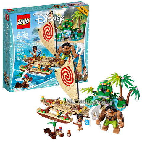 Year 2017 Lego Disney Moana Series 41150 - MOANA'S OCEAN VOYAGE with Boat, Te Fiti Island, Moana, Maui, Rooster and 2 Kakamora (307 Pcs)