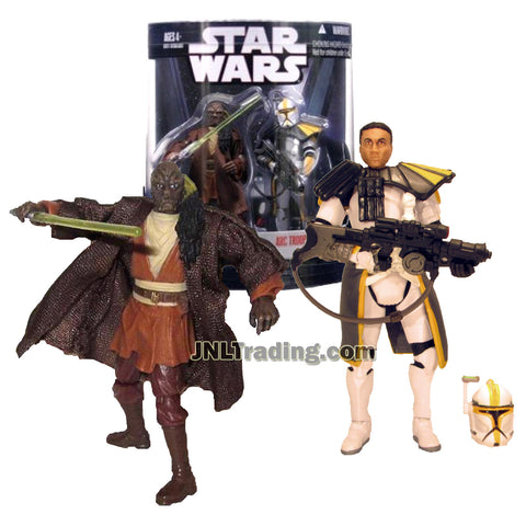 Star Wars Year 2007 Order 66 Exclusive Series 2 Pack 4 Inch Tall Figure Set #4 - EMPEROR PALPATINE with Red Lightsaber and COMMANDER VILL with Removable Helmet and Blaster Rifle