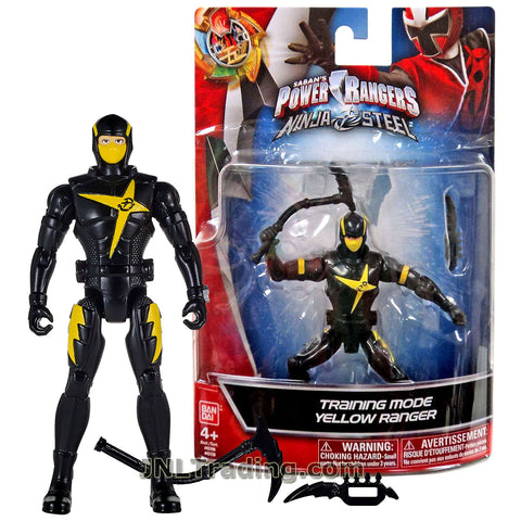 Power Rangers Year 2017 Saban's Ninja Steel Series 5 Inch Tall Figure - Training Mode YELLOW RANGER with Dagger and Sickle