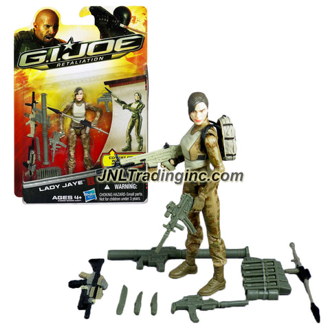 Hasbro Year 2012 G.I. JOE Movie Series "Retaliation" 4 Inch Tall Action Figure - LADY JAYE with 2 Assault Rifle, Bazooka, Assault Rifle with Greanade Launcher, 2 Knifes, Harpoon, Sub-machine Gun and Backpack