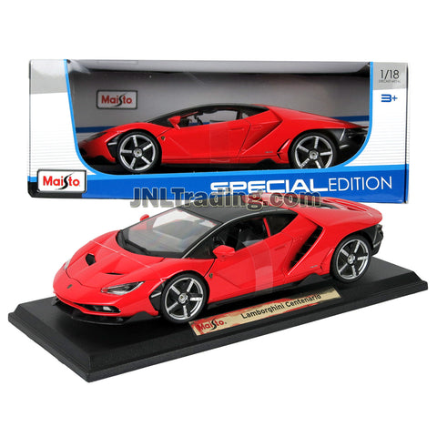 Maisto Special Edition Series 1:18 Scale Die Cast Car - Red Sports Coupe LAMBORGHINI CENTENARIO with Base (Dim: 11" x 5" x 2-1/2")