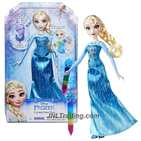 Year 2016  Disney Frozen Movie Series 11 Inch Doll - Crystal Glow ELSA with Crystal Stick and Colorful Gems Necklace