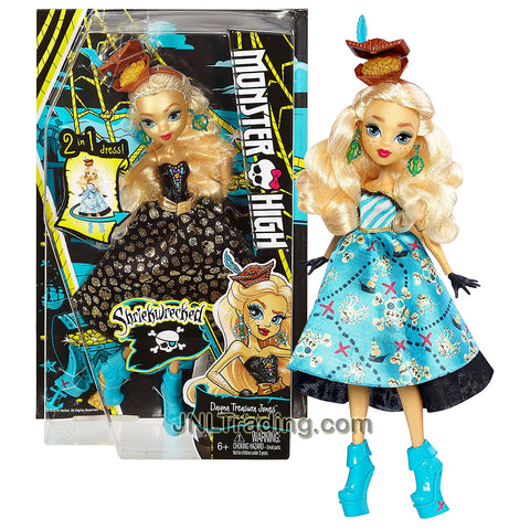 Mattel Year 2016 Monster High Shriekwrecked Series 11 Inch Doll Set - Daughter of Davy Jones DAYNA TREASURA JONES with 2 in 1 Dress, Hidden Treasure Hat and Gold Heels