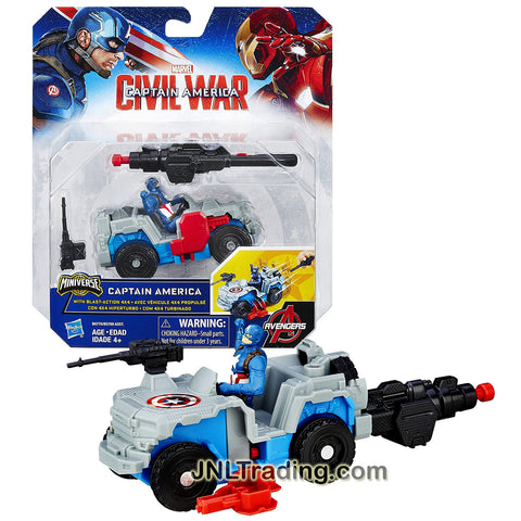 Hasbro Year 2015 Marvel Movie Captain America - Civil War Miniverse 4 Inch Long Vehicle Set - CAPTAIN AMERICA in Blast Action 4x4 SUV with Launcher