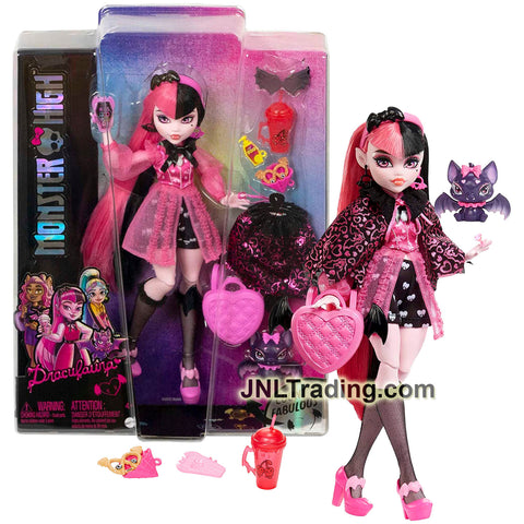 Year 2022 Monster High Pet Buddies Series 10 Inch Doll - DRACULAURA with COUNT FABULOUS, Backpack, Sunglasses, Jacket, Bottle Cup and Phone