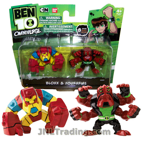 Cartoon Network Year 2013 Ben 10 Omniverse Series 2 Pack 2 Inch Tall Mini Action Figure Set - Bloxx and Fourarms