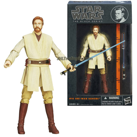 Hasbro Year 2013 Star Wars The Black Series 6" Tall Action Figure Set #10 : OBI-WAN KENOBI with Blue Lightsaber