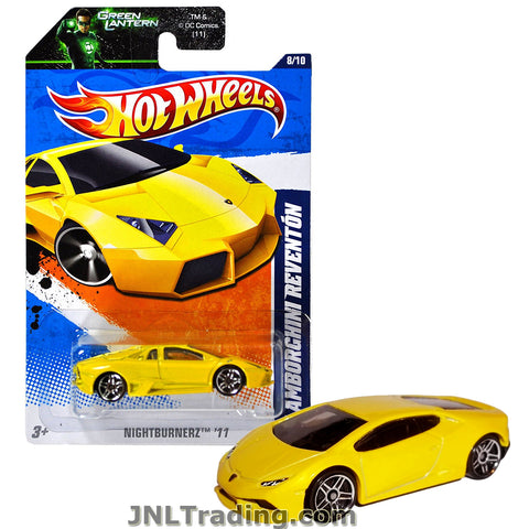 Hot Wheels Year 2010 Nightburnerz '11 Series Set 1:64 Scale Die Cast Car Set #8 - Yellow 2-Seat Mid-Engine Sports Coupe LAMBORGHINI REVENTON T9825