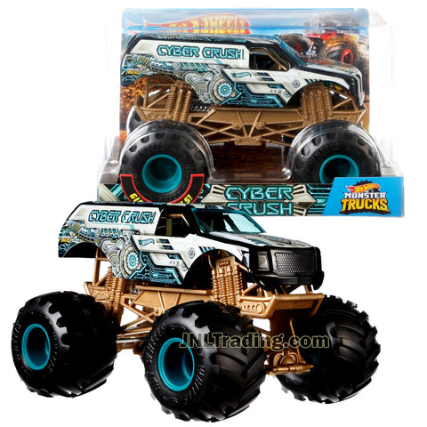 Hot Wheels Year 2018 Monster Jam 1:24 Scale Die Cast Metal Body Truck - CYBER CRUSH FYJ91 with Monster Tires, Working Suspension and 4 Wheel Steering