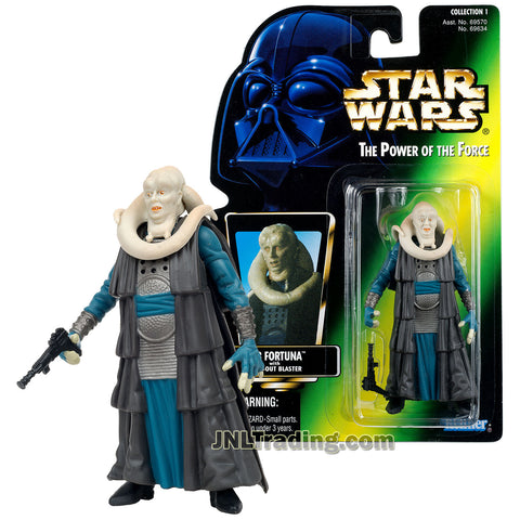 Star Wars Year 1996 Power of The Force Series 4 Inch Tall Figure - BIB FORTUNA with Hold-Out Blaster