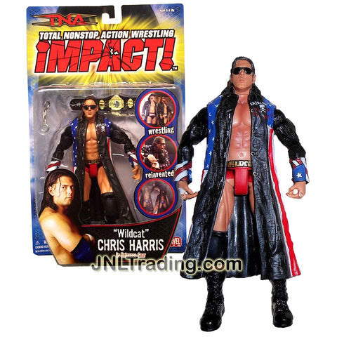 Marvel Toys Year 2006 Total Nonstop Action TNA Wrestling Impact Series 7 Inch Tall Figure - "WILDCAT" CHRIS HARRIS (No Mustache Variant) in Entrance Gear with Champion Belt and Handcuff