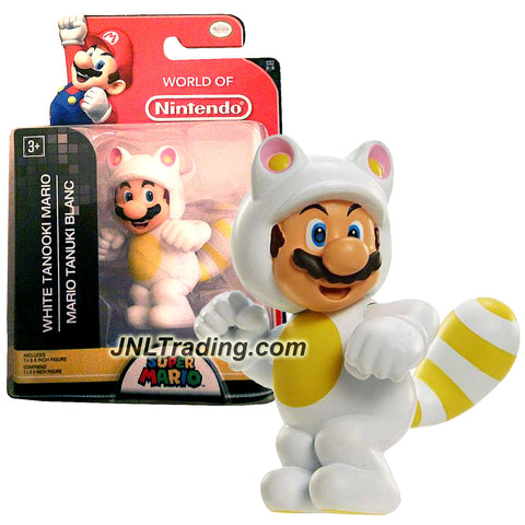 Jakks Pacific Year 2016 World of Nintendo "Super Mario" Series 2-1/2 Inch Tall Mini Figure - WHITE TANOOKI MARIO