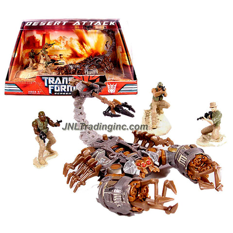 Hasbro Year 2007 Transformers Movie Screen Battles Series Robot Action Figure Set - DESERT ATTACK with Deluxe Class 5 Inch Tall SCORPONOK and 3 Soldier Mini Figures (2" Tall)