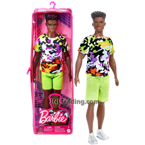 Year 2021 Barbie Ken Fashionistas Series 12 Inch Doll #183 - Muscular African American Model in Camo Tops and Green Shorts