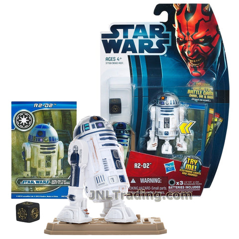 Star Wars Year 2012 Movie Heroes Series 2-1/2 Inch Tall Figure - R2-D2 MH03 with Electronic Lights and Sounds, Battle Game Card, Die and Display Base