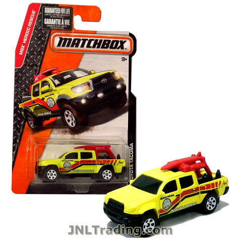 Matchbox Year 2015 MBX Heroic Rescue Series 1:64 Scale Die Cast Metal Car #75 - Beach Patrol Official Pick-Up Truck Yellow Color TOYOTA TACOMA DJW11