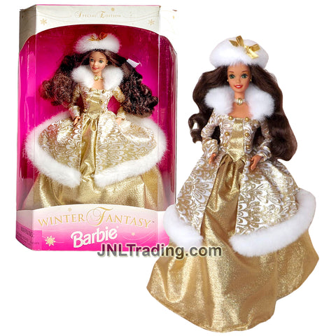 Year 1995 Special Edition 12 Inch Doll - WINTER FANTASY Caucasian Model BARBIE in Fur Trimmed Gown with Hat and Choker