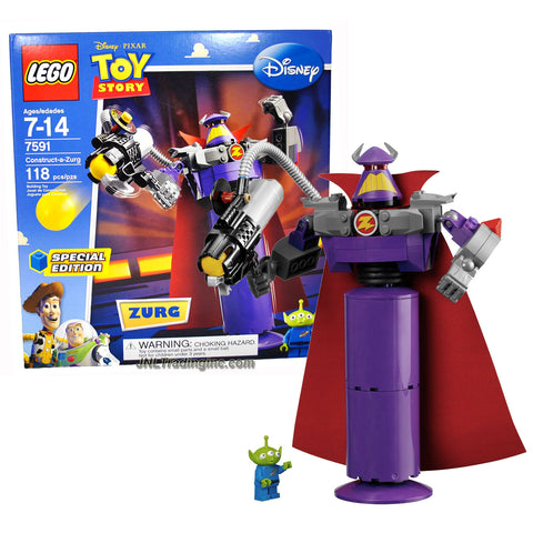 Lego Year 2010 Special Edition Disney Pixar Movie "Toy Story" Series Set #7591 - Construct-a-Zurg with Rotating Waist and Sphere-Shooting Cannon and Alien Minifigure (Total Pieces: 118)