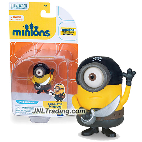 Thinkway Toys Illumination Entertainment Movie Minions 2 Inch Tall Figure - Pirate EYE, MATIE MINION with Sword