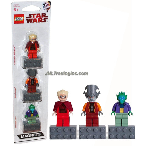 Lego Year 2010 Star Wars Character Minifigure Magnets Series 3 Pack Set # 852844 - Chancellor Palpatine, Nute Gunray and Onaconda Farr Minifigures with Magnet Base