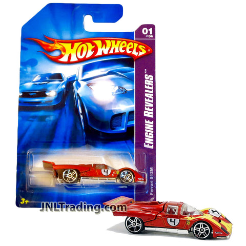 Year 2006 Hot Wheels Engine Revealers Series 1:64 Scale Die Cast Car Set 1/4 - Red Race Car FERRARI 512M