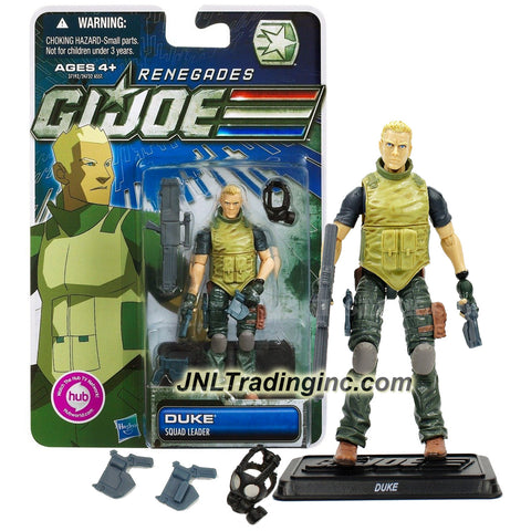 Hasbro Year 2011 G.I. JOE Renegades Series 4 Inch Tall Action Figure - Squad Leader DUKE with Plasma Pulse Pistols, Plasma Pulse Rifle, Gas Mask and Display Stand