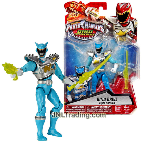 Bandai Year 2016 Saban's Power Rangers Dino Super Charge Series 5 Inch Tall Action Figure - Dino Drive AQUA RANGER with Blaster and Sword