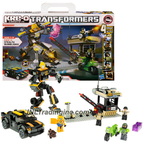 Transformer Year 2012 KRE-O Create It Series 8 Inch Tall Figure Set #98814 - STEALTH BUMBLEBEE (Vehicle: Sports Car) with 2 Security Guards and Biker Kreons Minifigure (Pieces: 257)